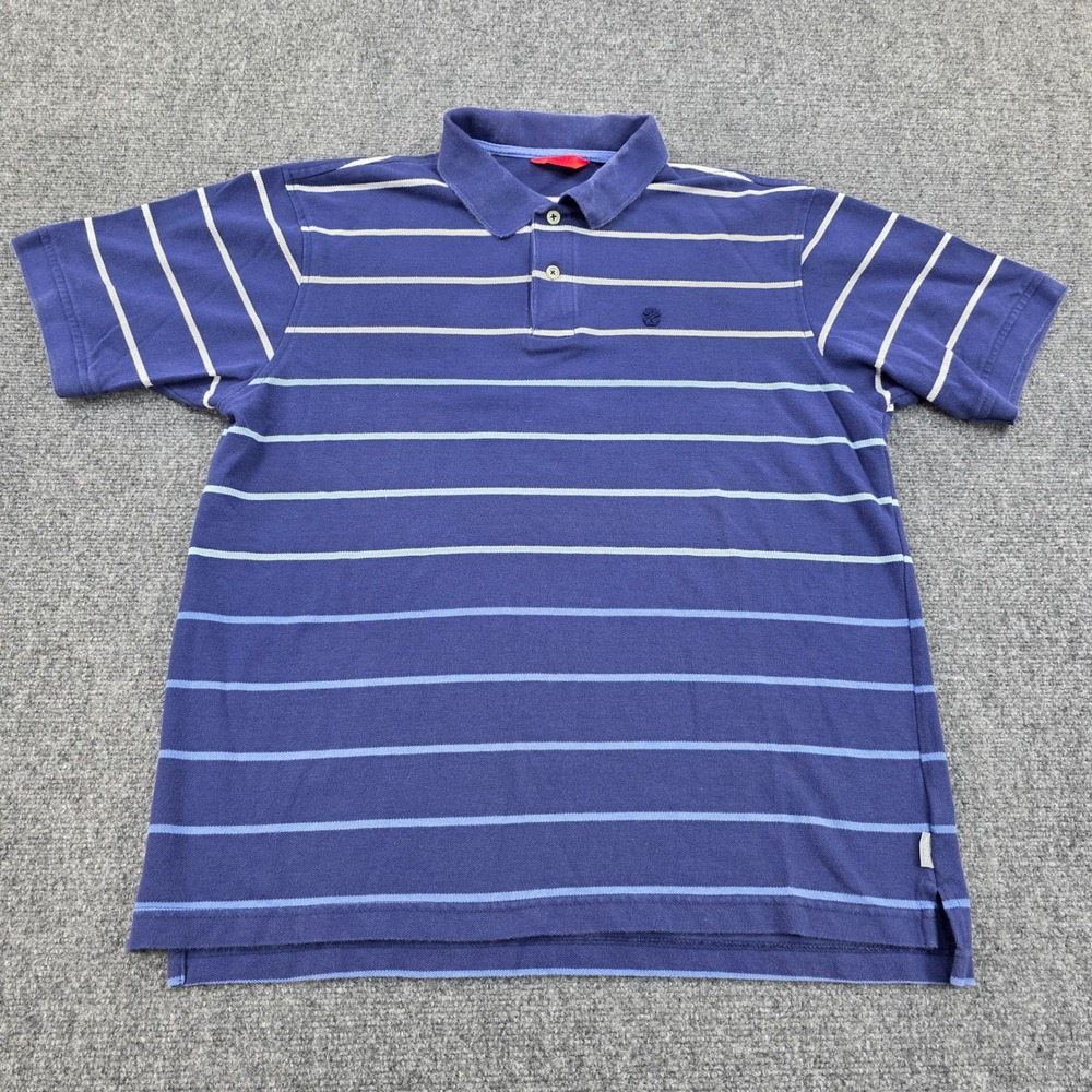 IZOD‎ Mens Classic Fit Striped Polo Shirt Blue White Casual Short Sleeve L